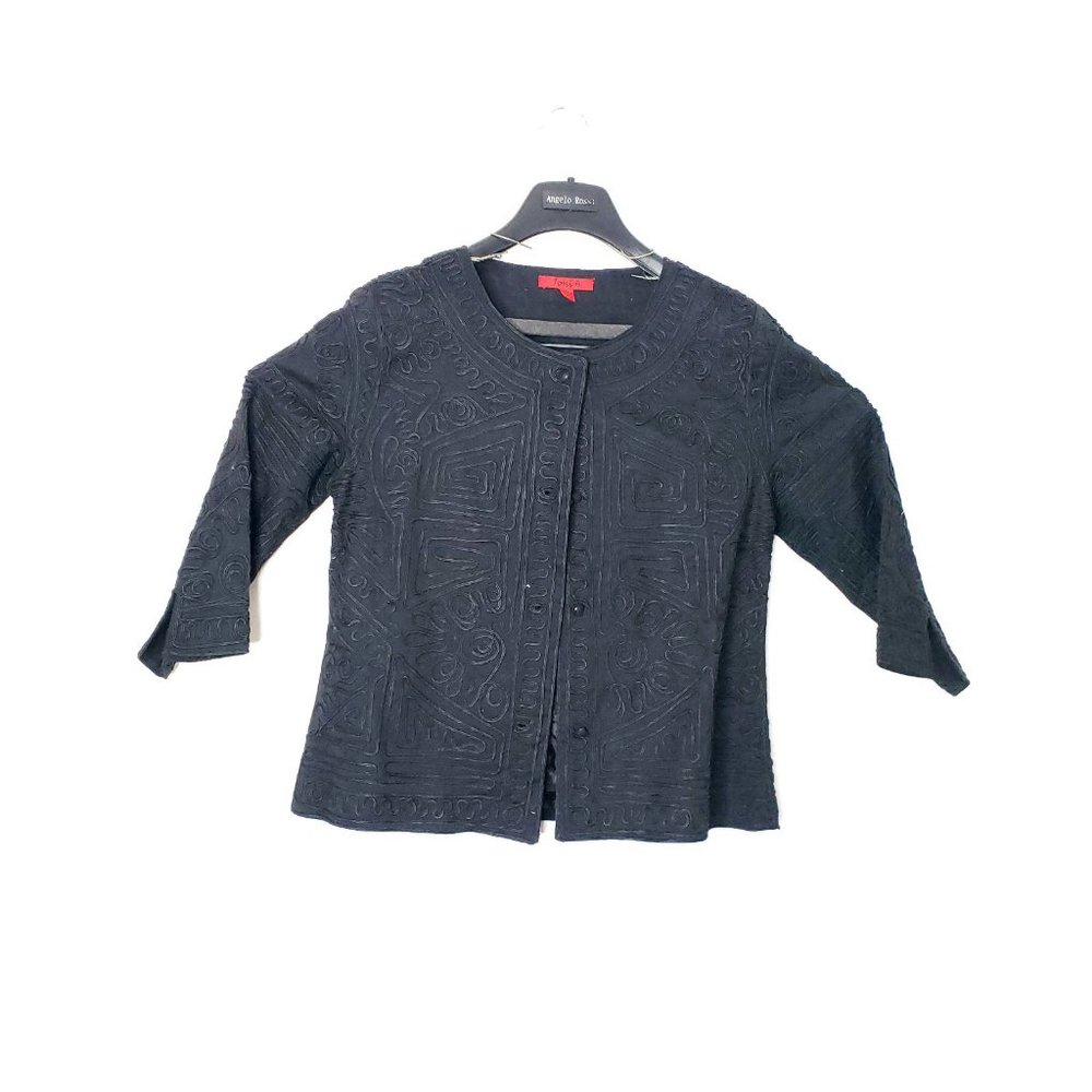 Joni B Womens Shirt Black Embellished S